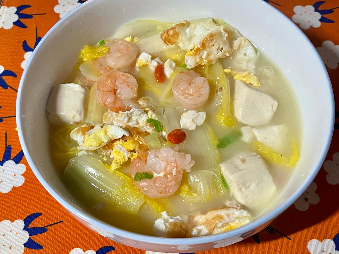 虾仁白菜豆腐减脂汤