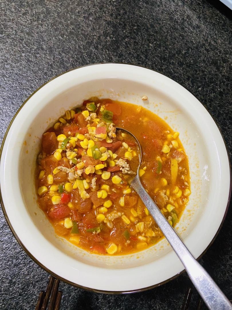 超好吃下饭菜——茄汁肉末玉米粒