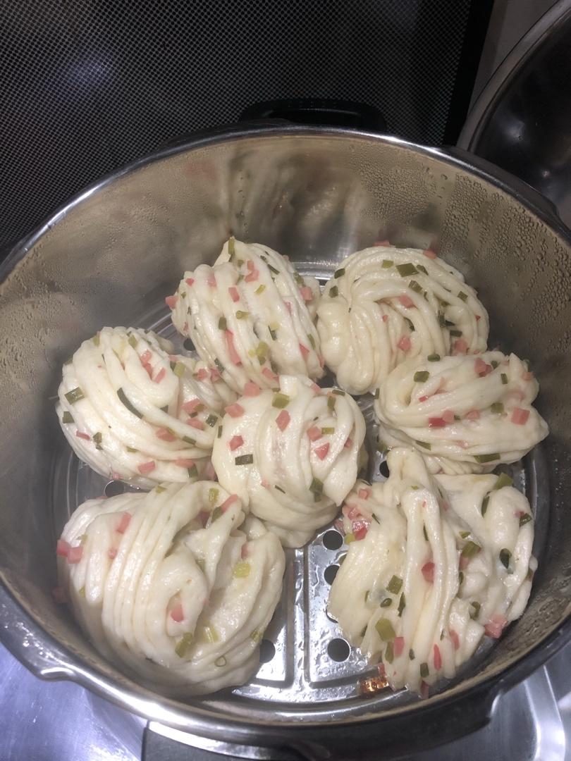 花卷 葱花火腿卷 香软可口(‼️一次发酵法 内附三种花卷整形做法)