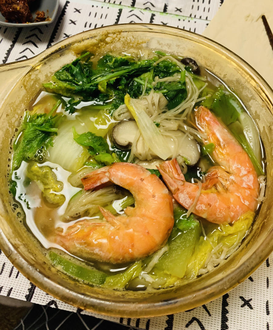 健康低卡——鲜虾蔬菜汤【松下分体式饭煲】