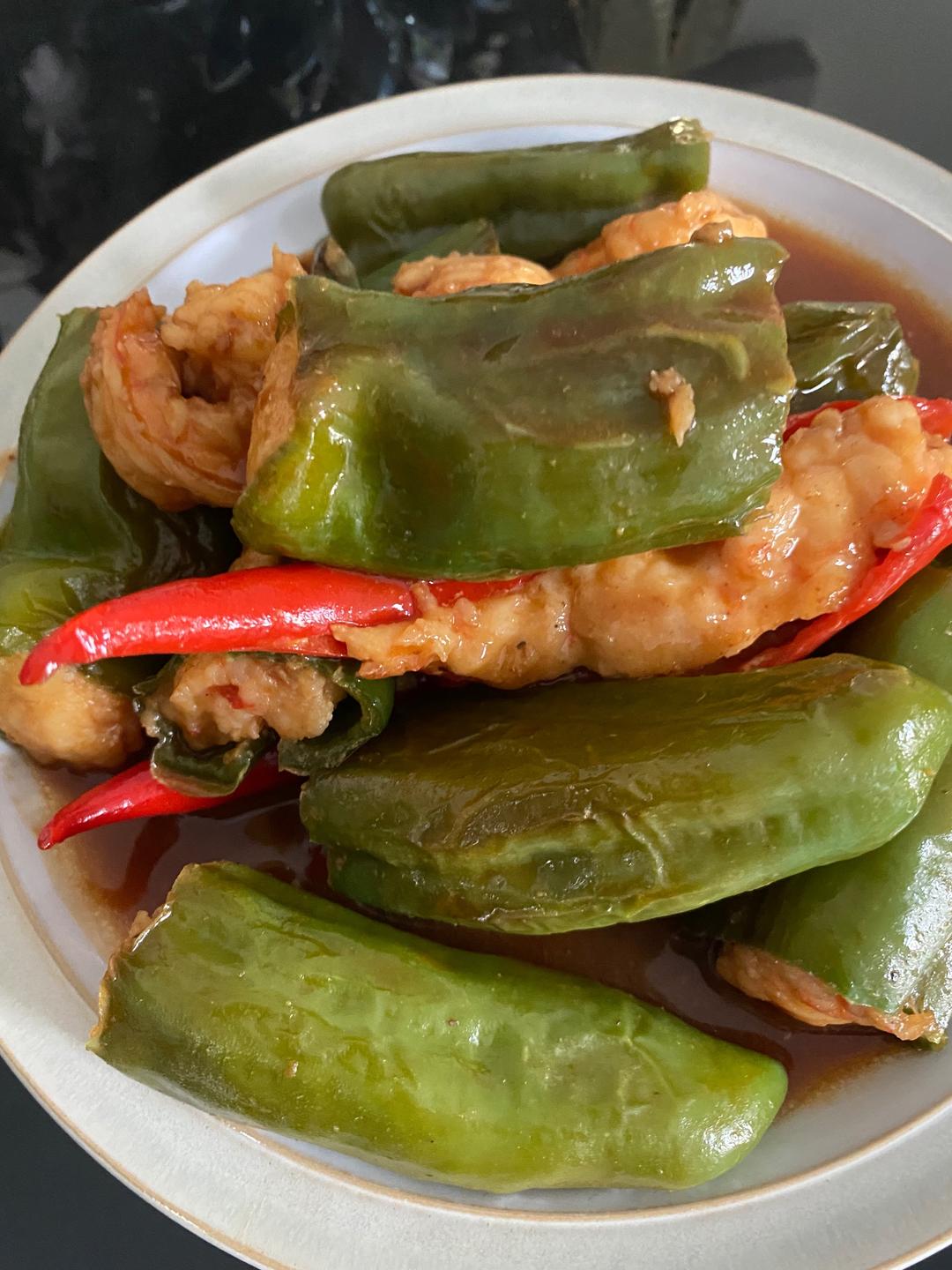 尖椒虾肉的做法