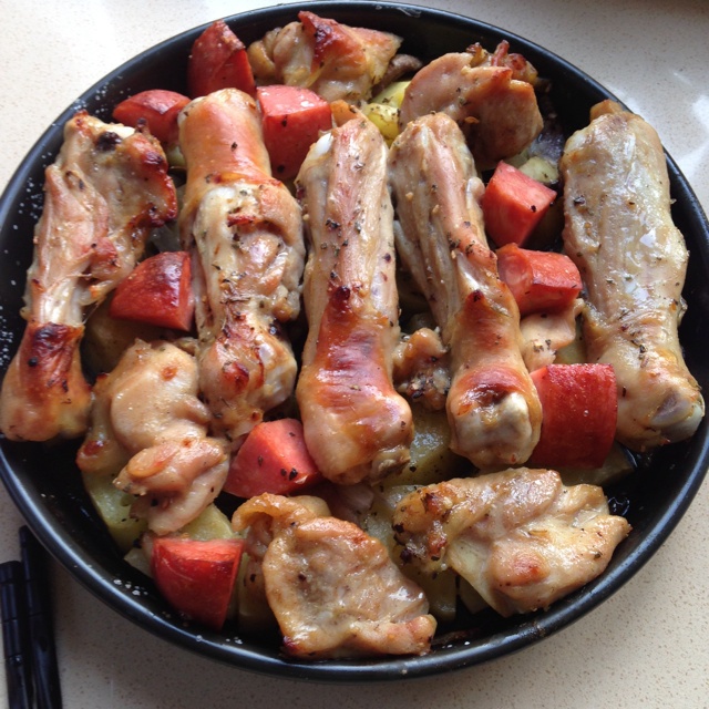 新奥尔良烤鸡腿土豆