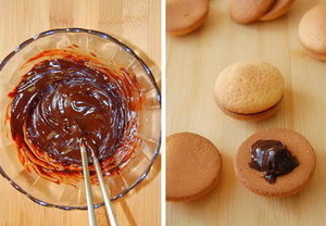 巧克力夹心海绵小西饼的做法 步骤6