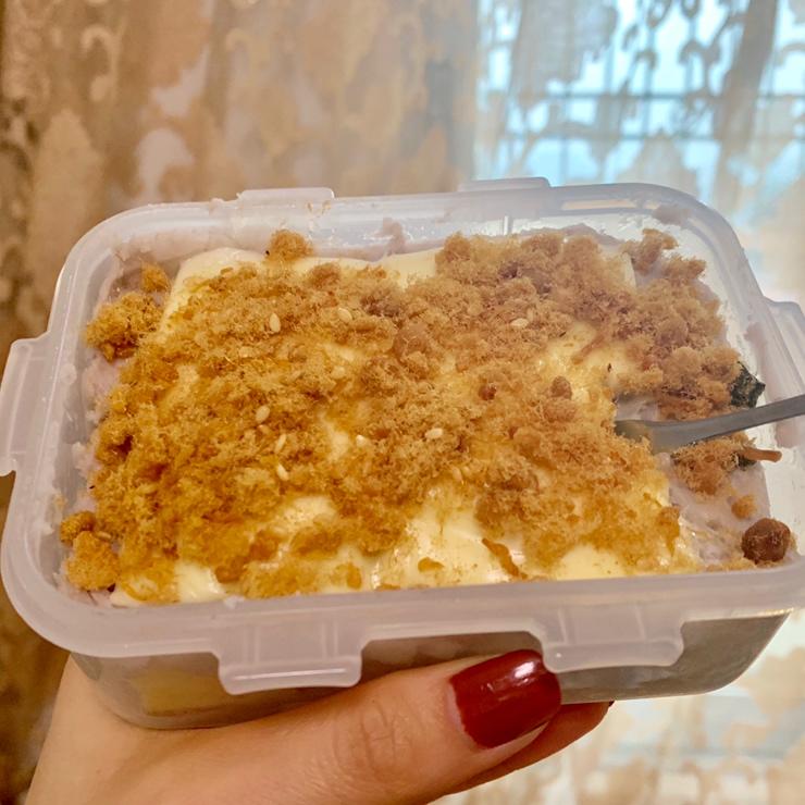 简易版低脂麻薯芋泥紫薯肉松盒子