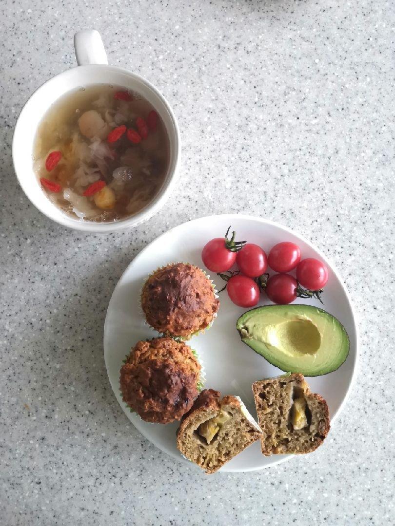 无糖海盐香蕉夹心花生酱燕麦快手马芬【健康主食】