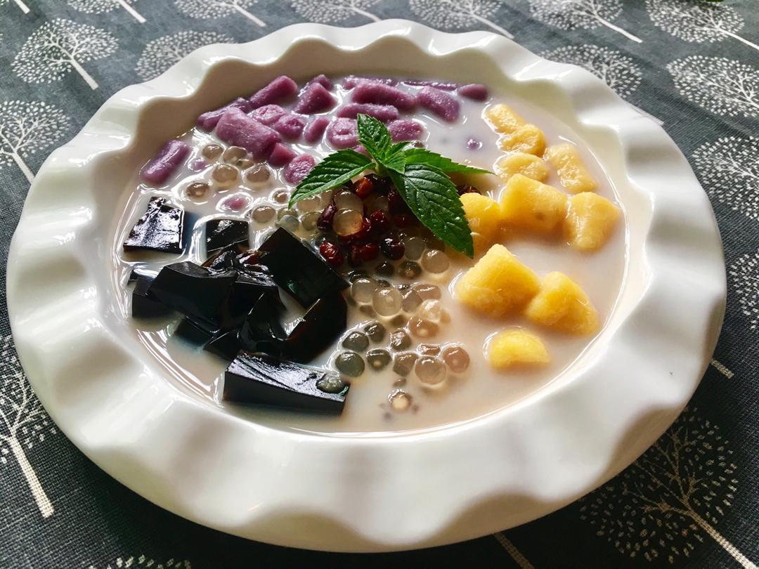 自制三色芋圆（红薯、紫薯、南瓜）