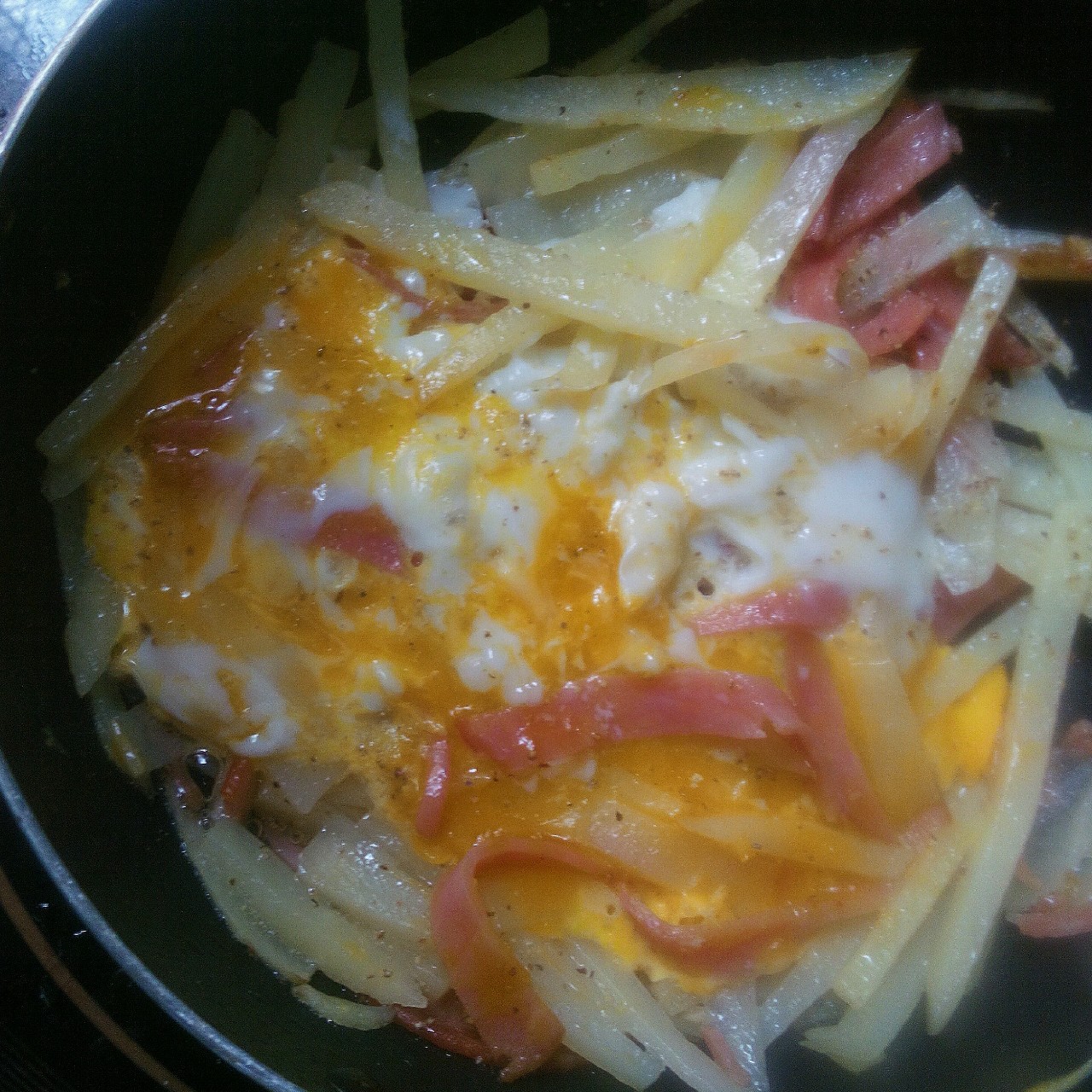 快手早餐—马铃薯火腿蛋