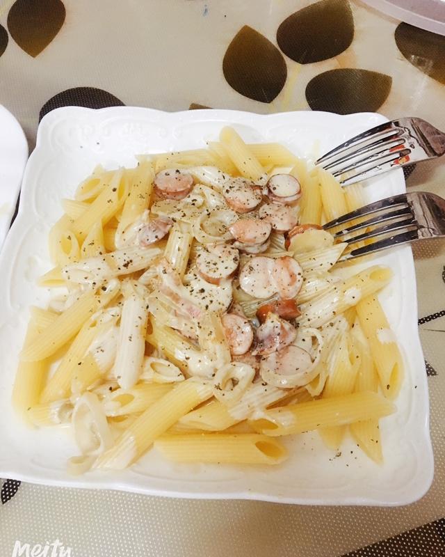 培根奶油蘑菇意大利面*快手