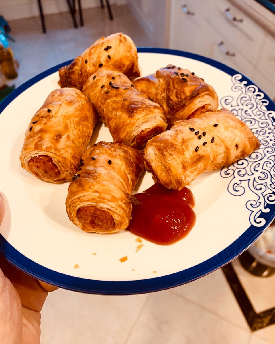 #简易版#空气炸锅香肠卷