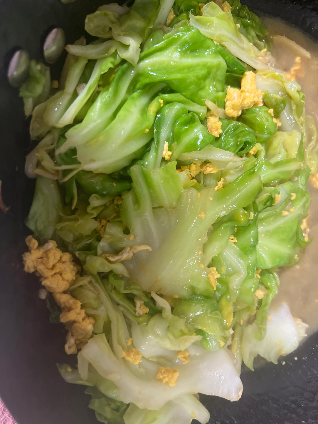 手撕包菜炒鸡蛋