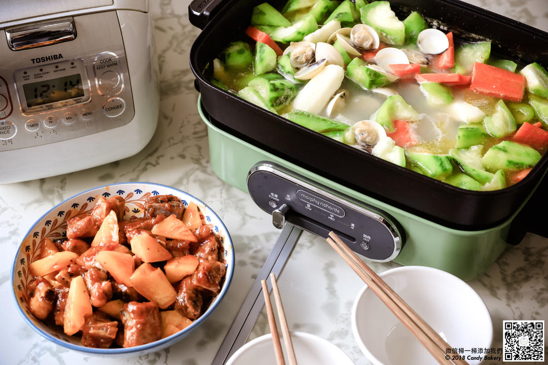 菠萝酸甜骨【英国摩飞 MR9088多功能锅料理锅 电烧烤锅电火锅烧烤炉家用电烤锅】