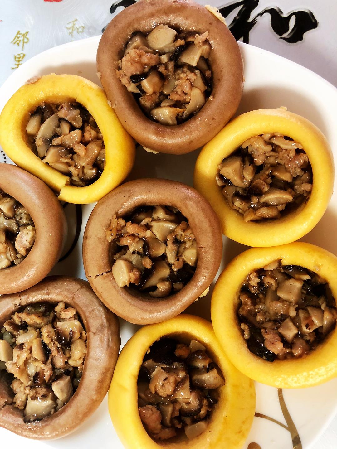 香菇肉馅杂粮包的做法