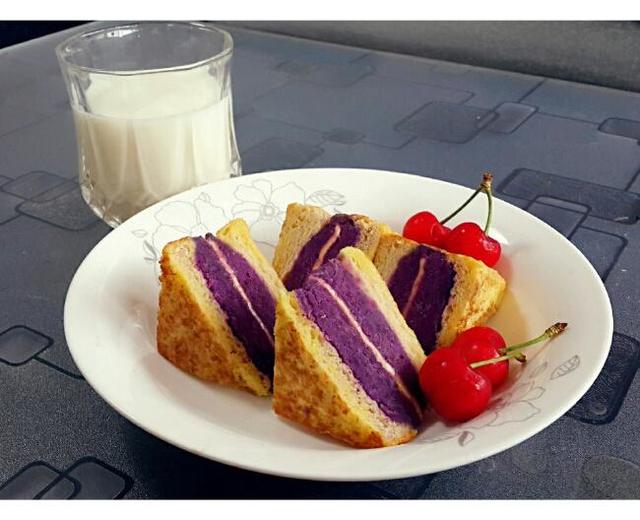 无油全麦紫薯西多士（快手健康早餐）的做法