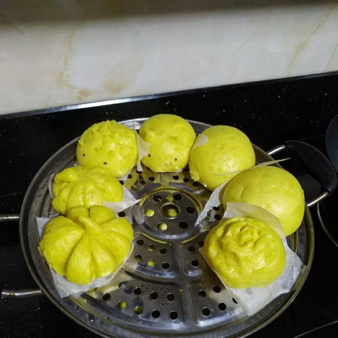 自然开花的南瓜馒头（刀切馒头和南瓜造型）