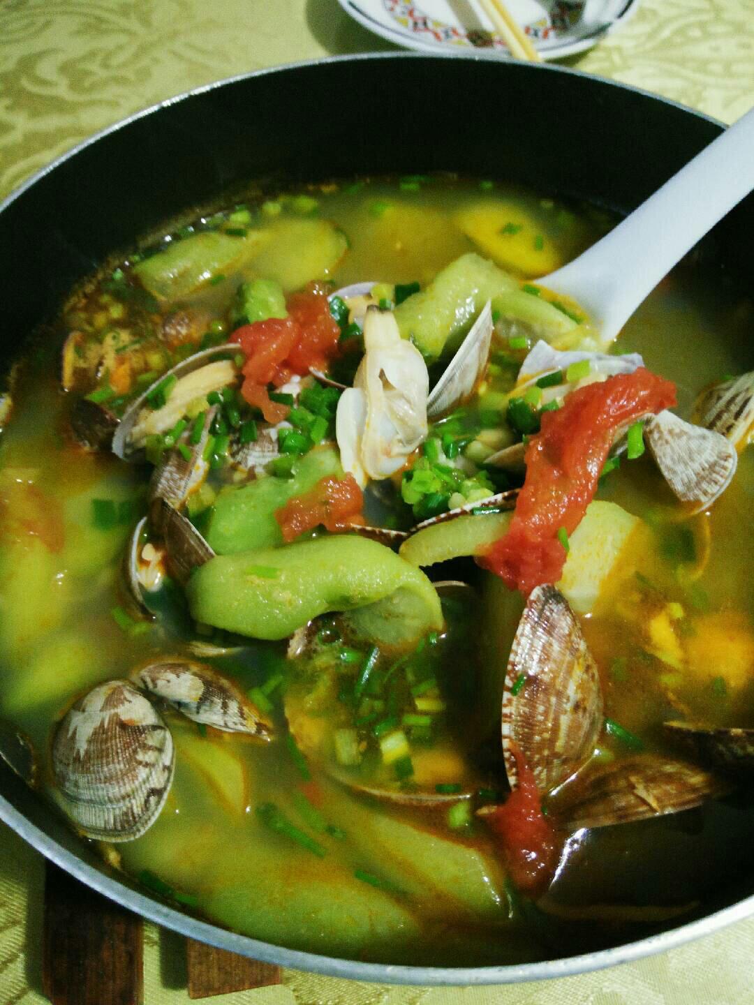 丝瓜花蛤汤