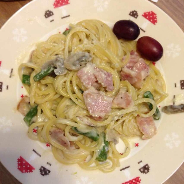 白蘑菇奶油培根意面