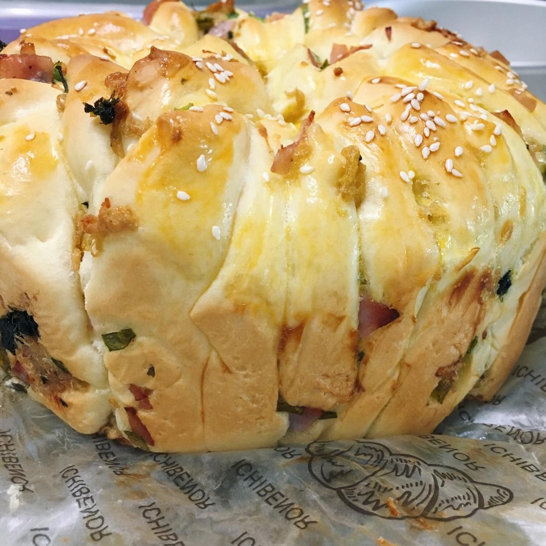 香葱火腿肉松手撕面包