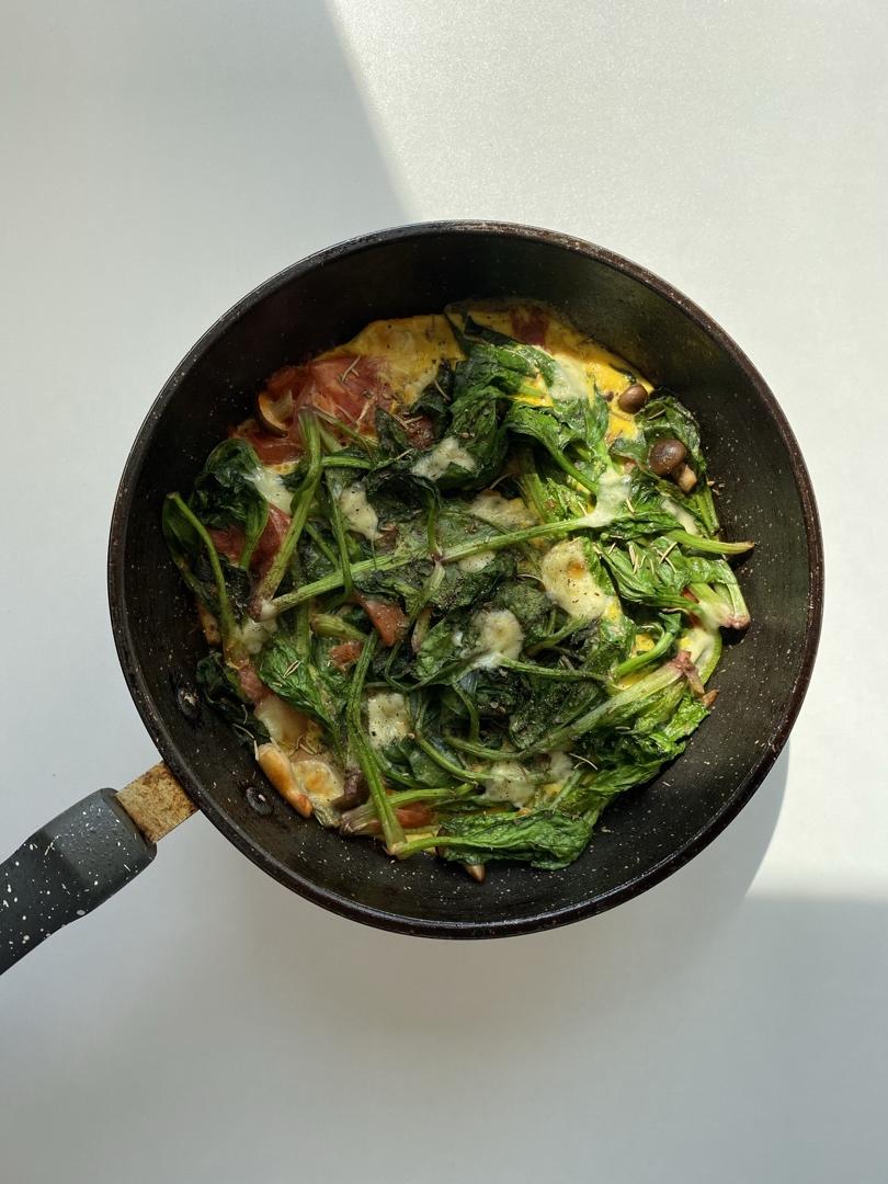 蘑菇菠菜奶酪早餐蛋饼丨健康·烘焙