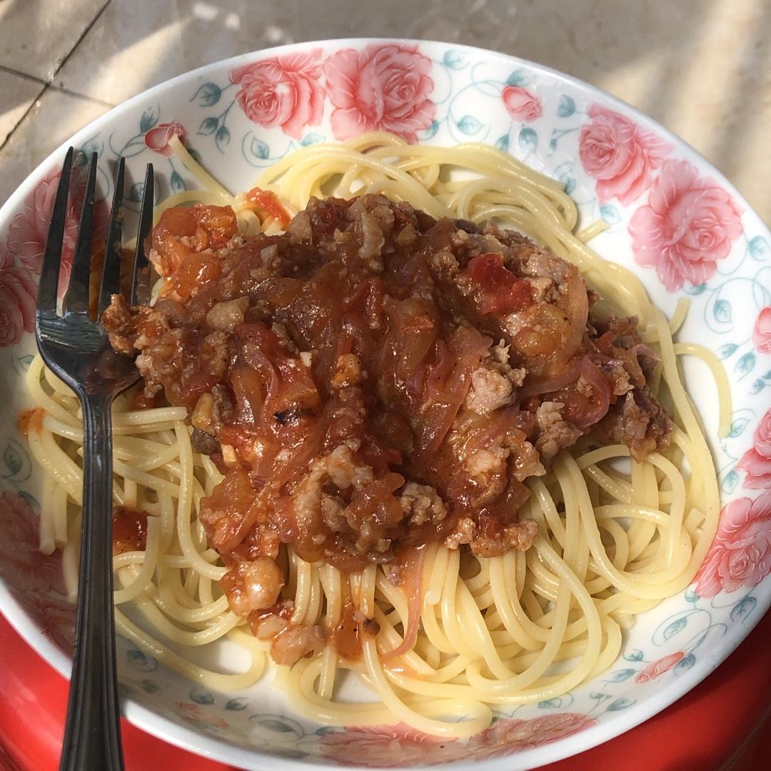 （完胜必胜客的）番茄肉酱意大利面～