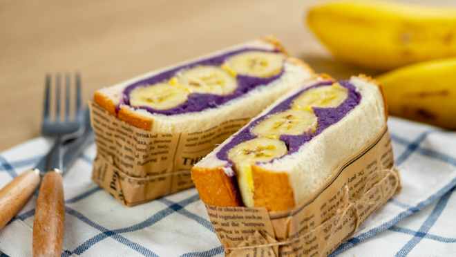 零难度，早起几分钟就可以搞定的香蕉紫薯三明治！的做法