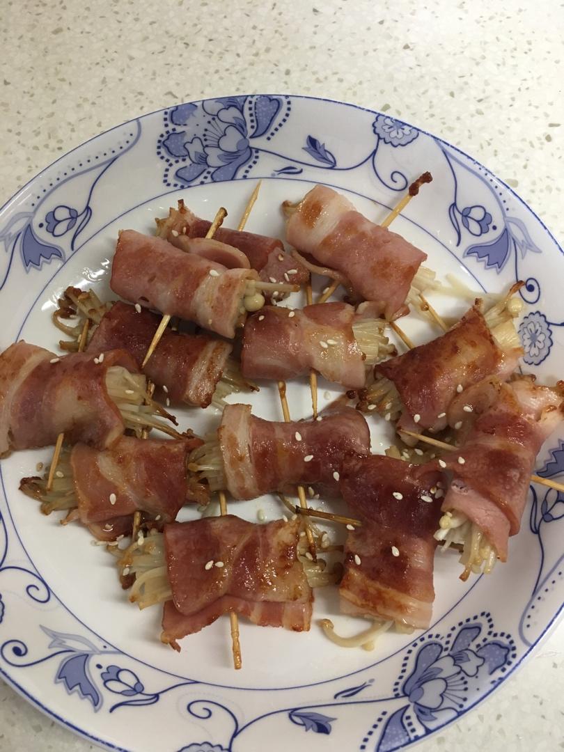 快手十分钟【金针菇培根卷】