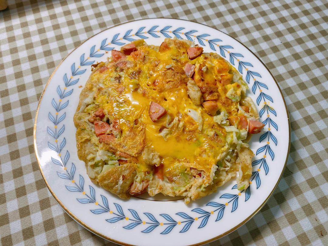 减脂餐｜包菜大阪烧，营养早餐～超简单