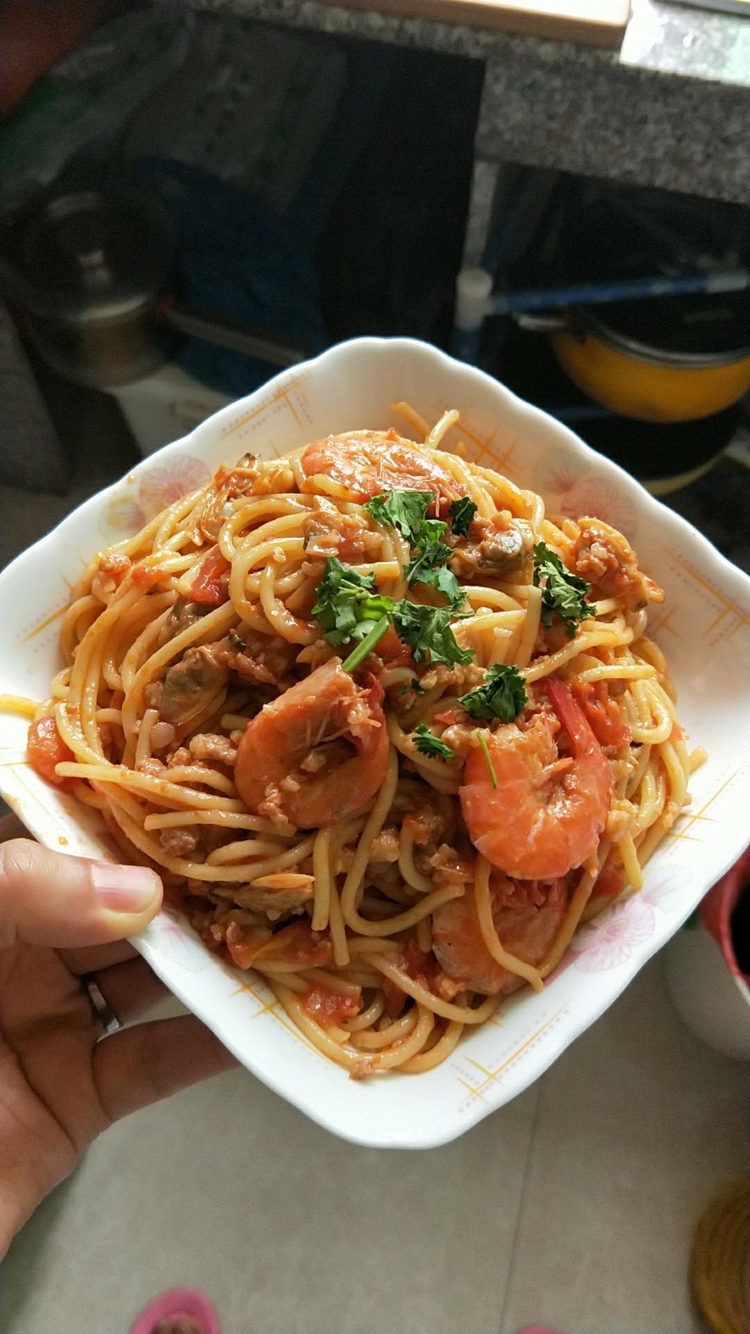 海鲜肉酱意大利面🍝的做法