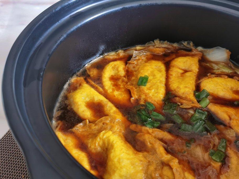 白菜蛋饺煲