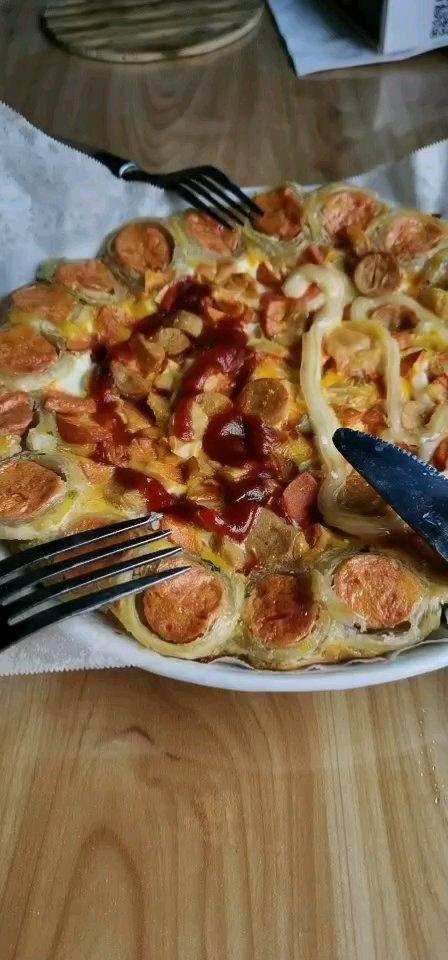 2张手抓饼皮搞定1个披萨——奥尔良鸡肉披萨