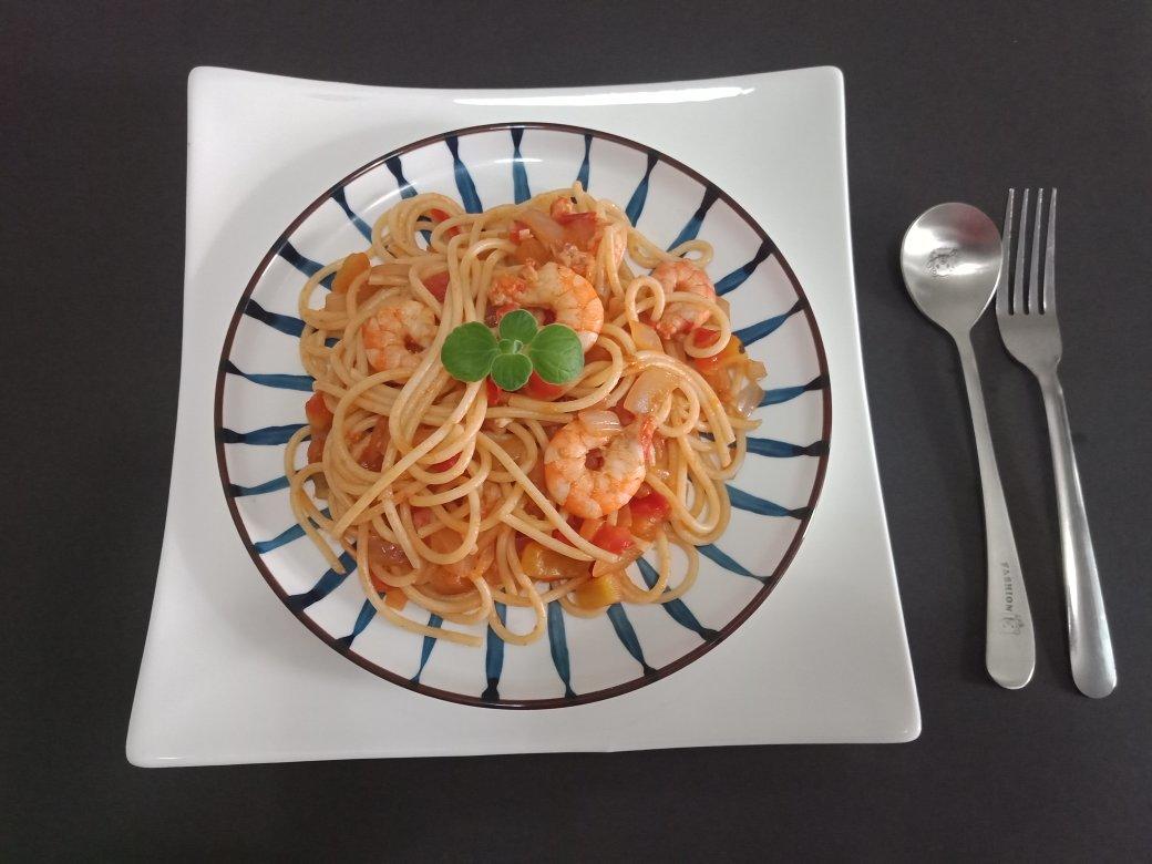 好吃不胖的番茄虾仁意面【松下分体式饭煲】