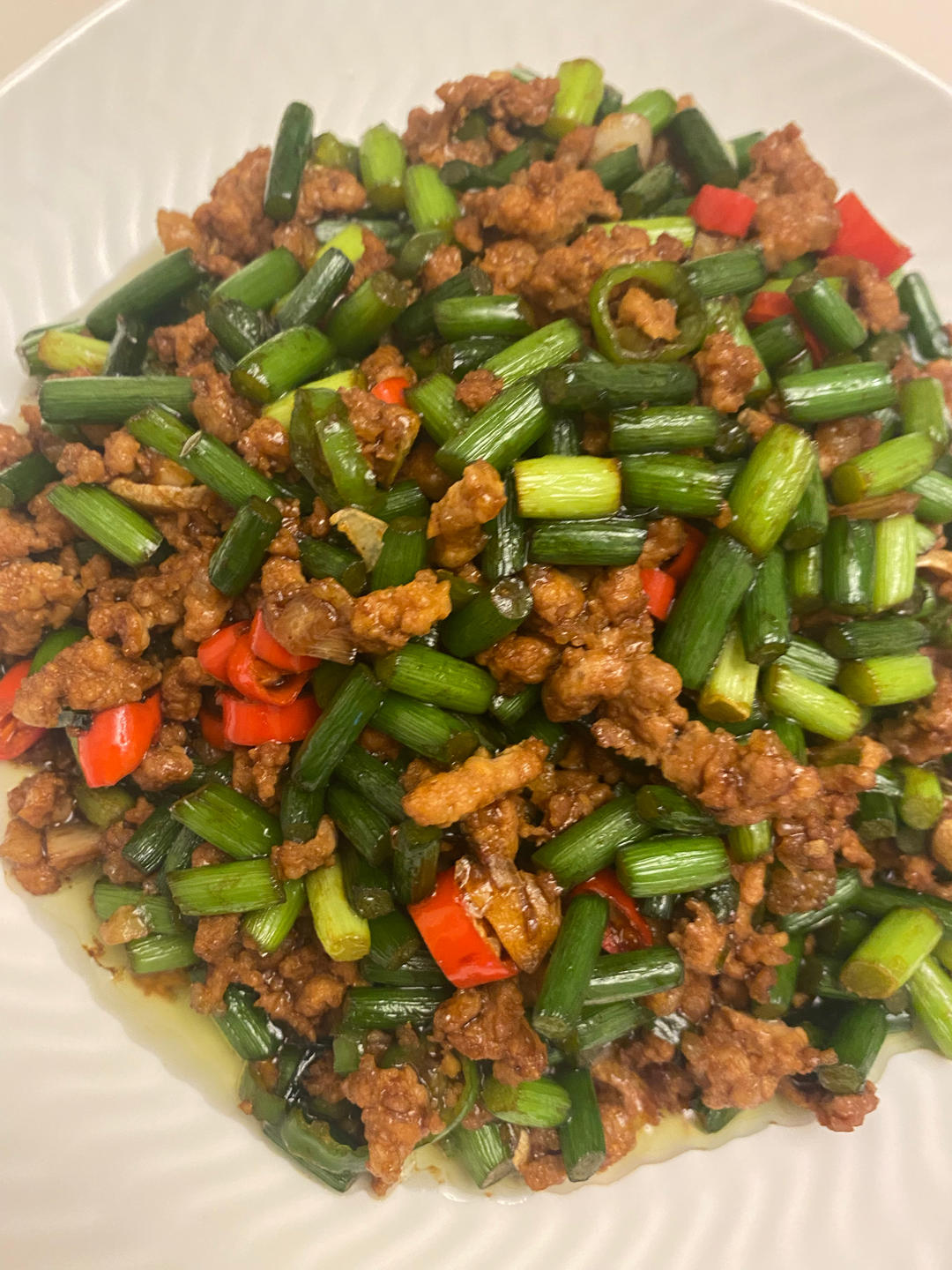 蒜苔炒肉末，三碗米饭都不够吃