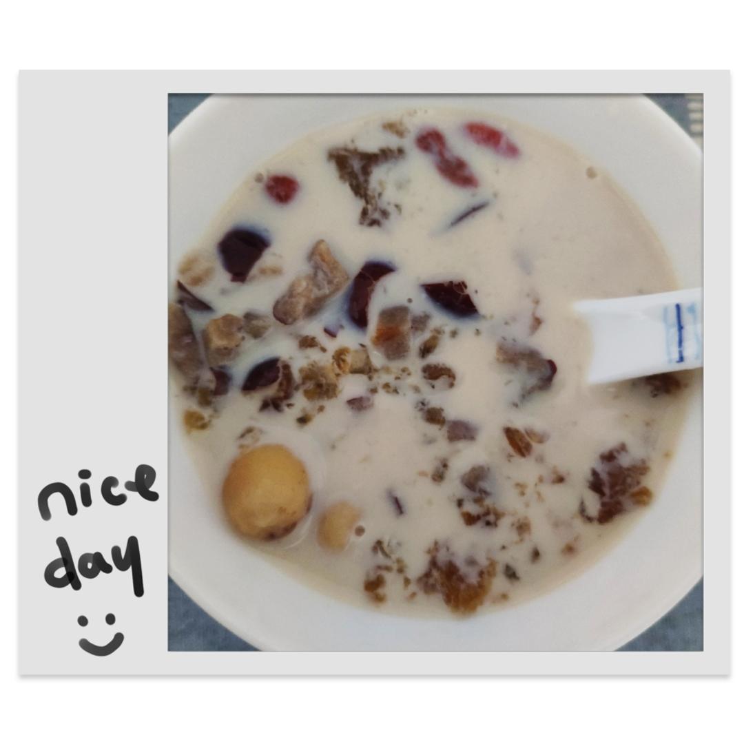 枸杞红枣莲子桃胶牛奶