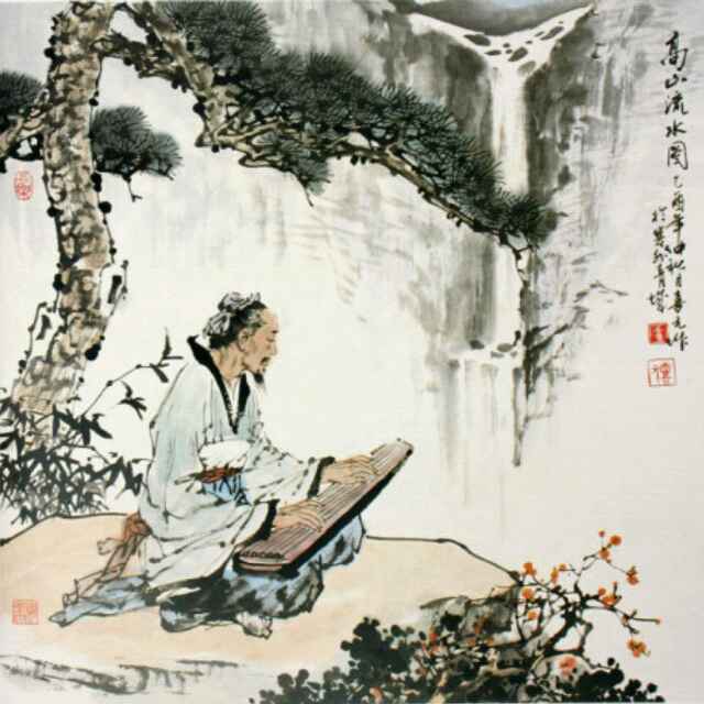 月下抚筝