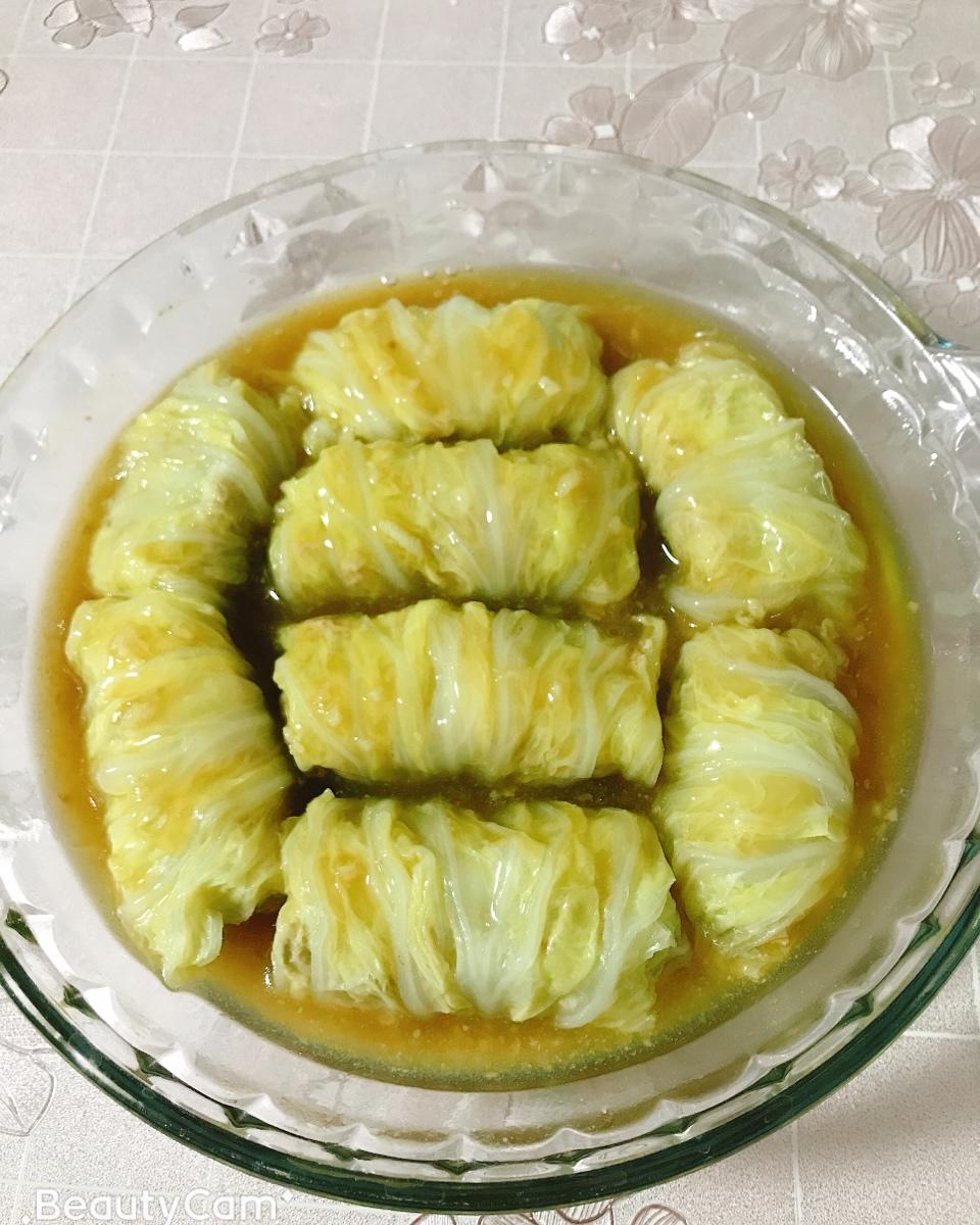 【肉酿白菜卷】大白菜吃不腻，做个酿菜上档次！