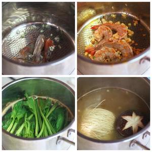 菠菜鲜虾竹升面的做法 步骤3