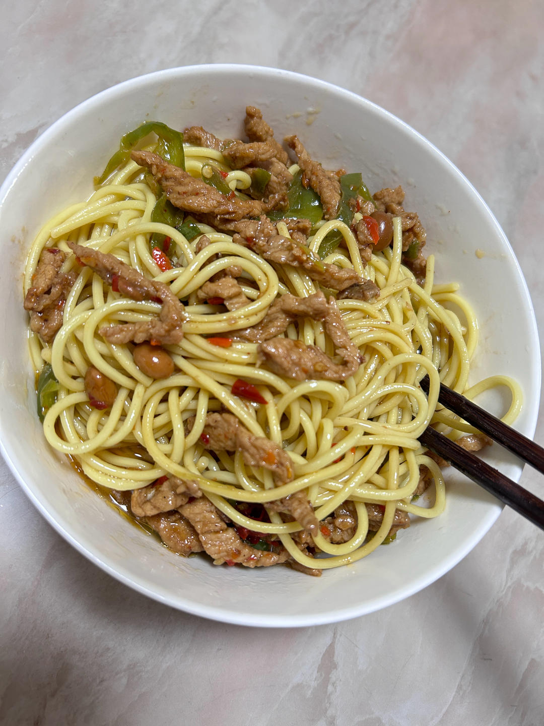 青椒肉丝面