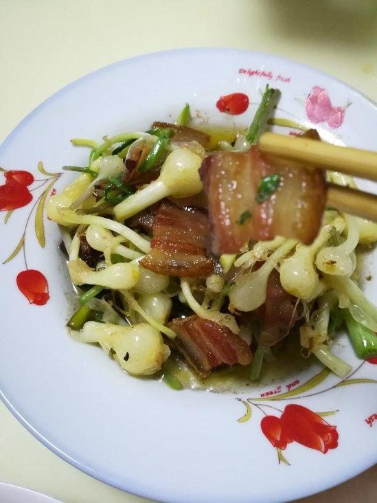 野韭菜炒腊肉