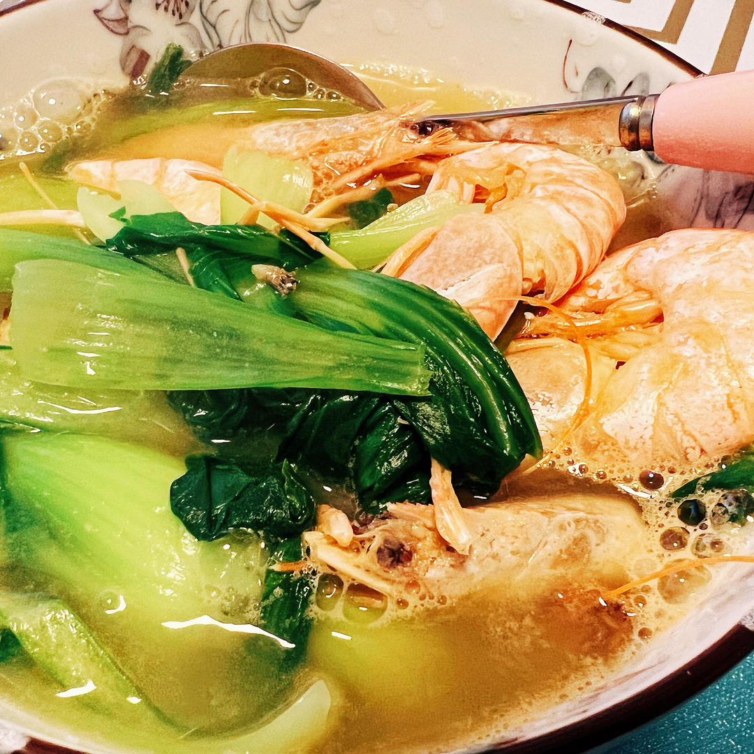 小白菜鲜虾汤
