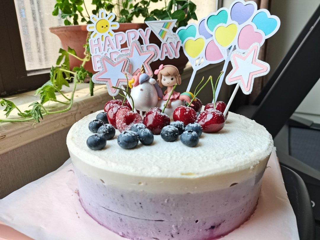 蓝莓轻乳酪渐变慕斯（八寸戚风蛋糕）🍰