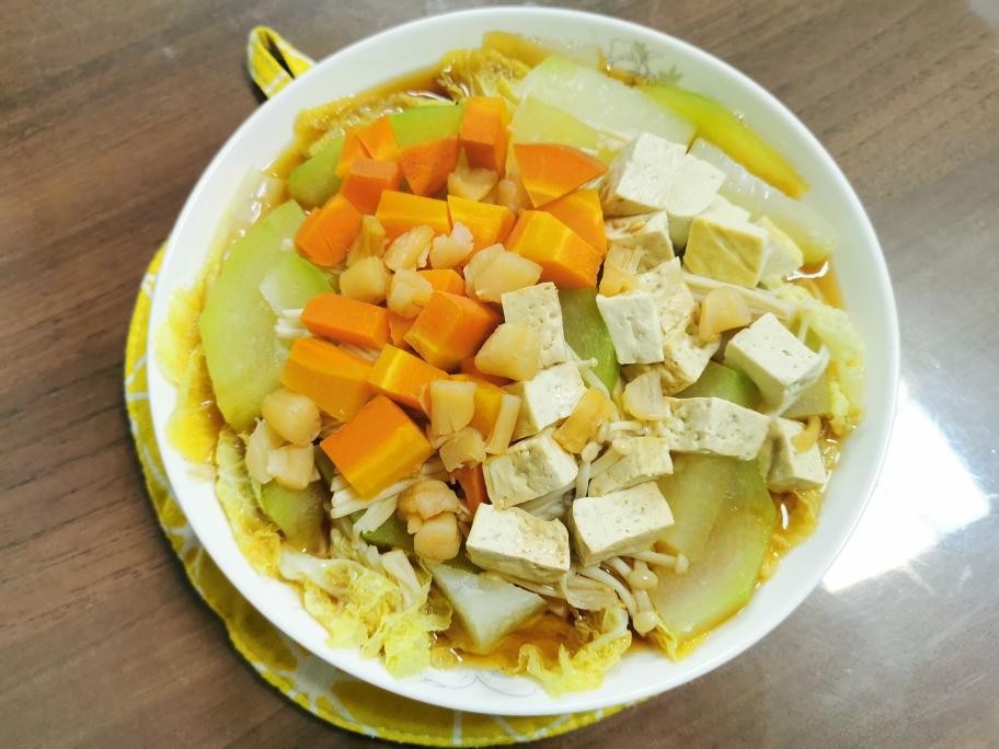 冬瓜白菜豆腐蒸干贝的做法