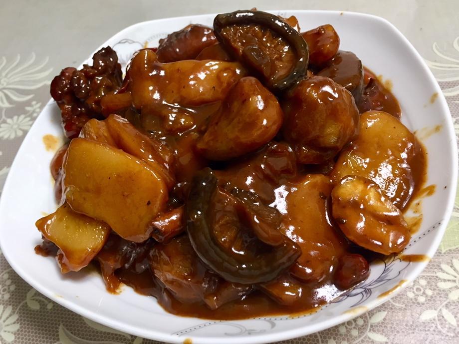 香菇板栗鸡烧年糕