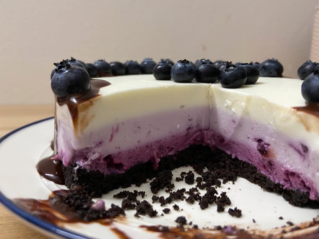 渐变蓝莓冻芝士蛋糕（免烤）