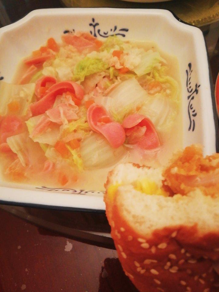 娃娃菜火腿汤