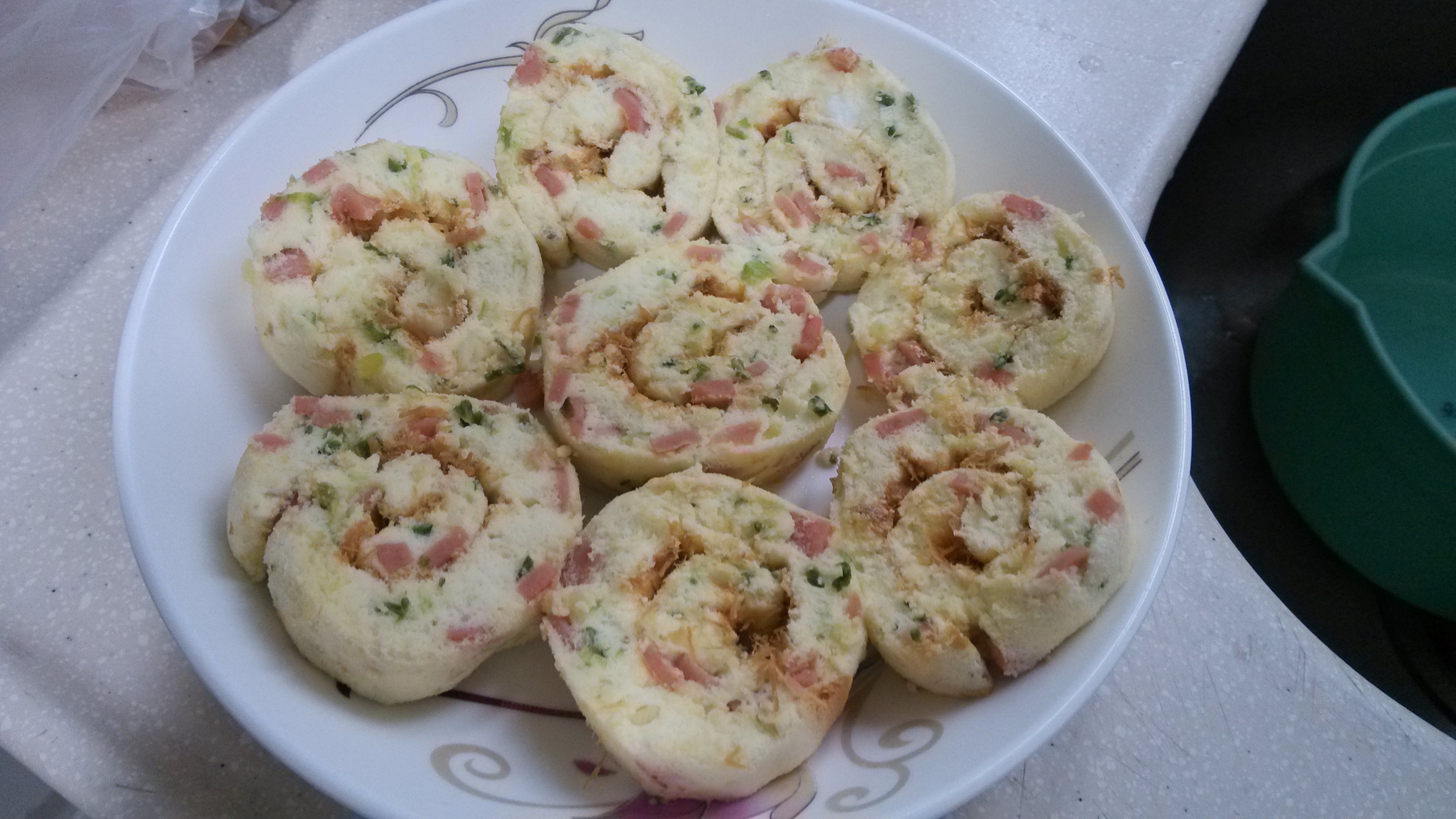 葱香火腿咸蛋糕