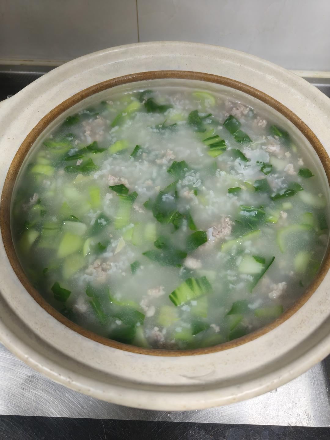 嫩滑青菜瘦肉粥