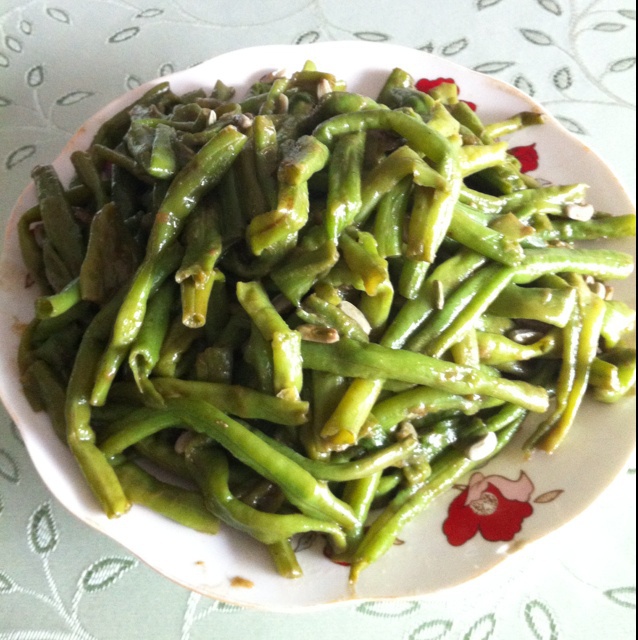 长豆角炒肉丁咸菜