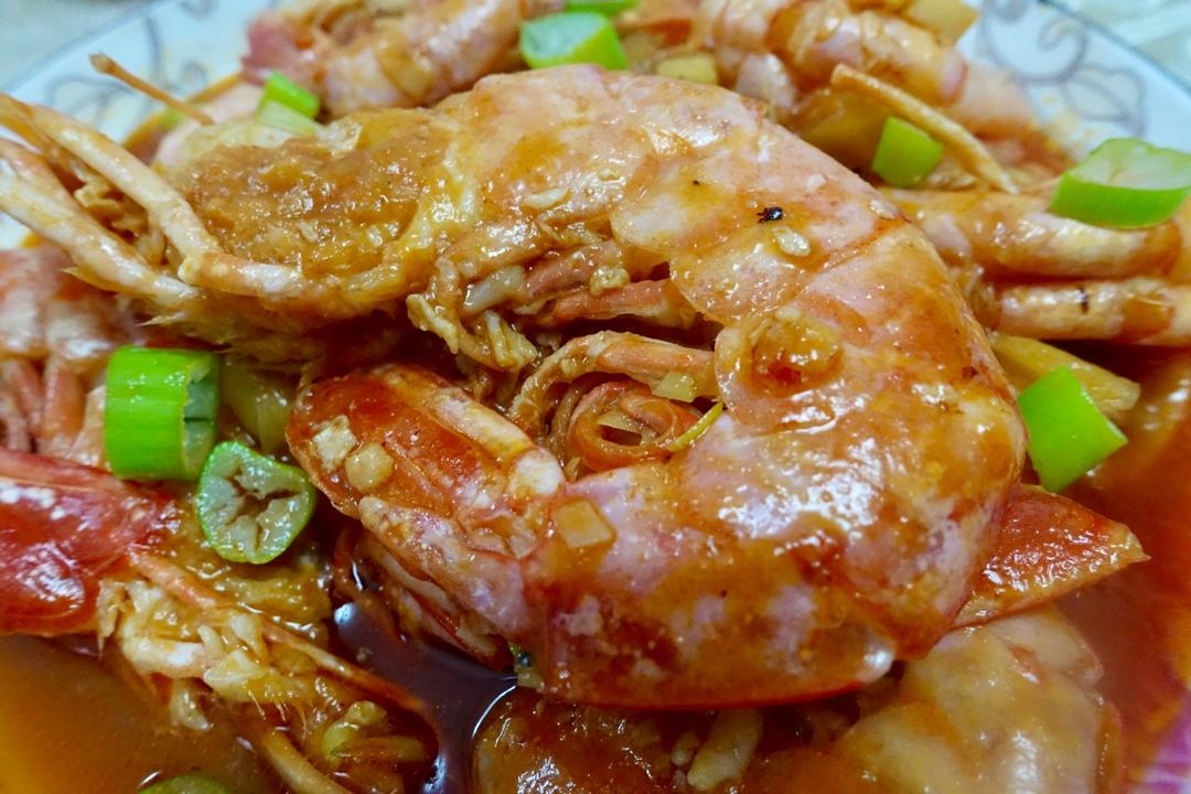 番茄酱焖阿根廷红虾