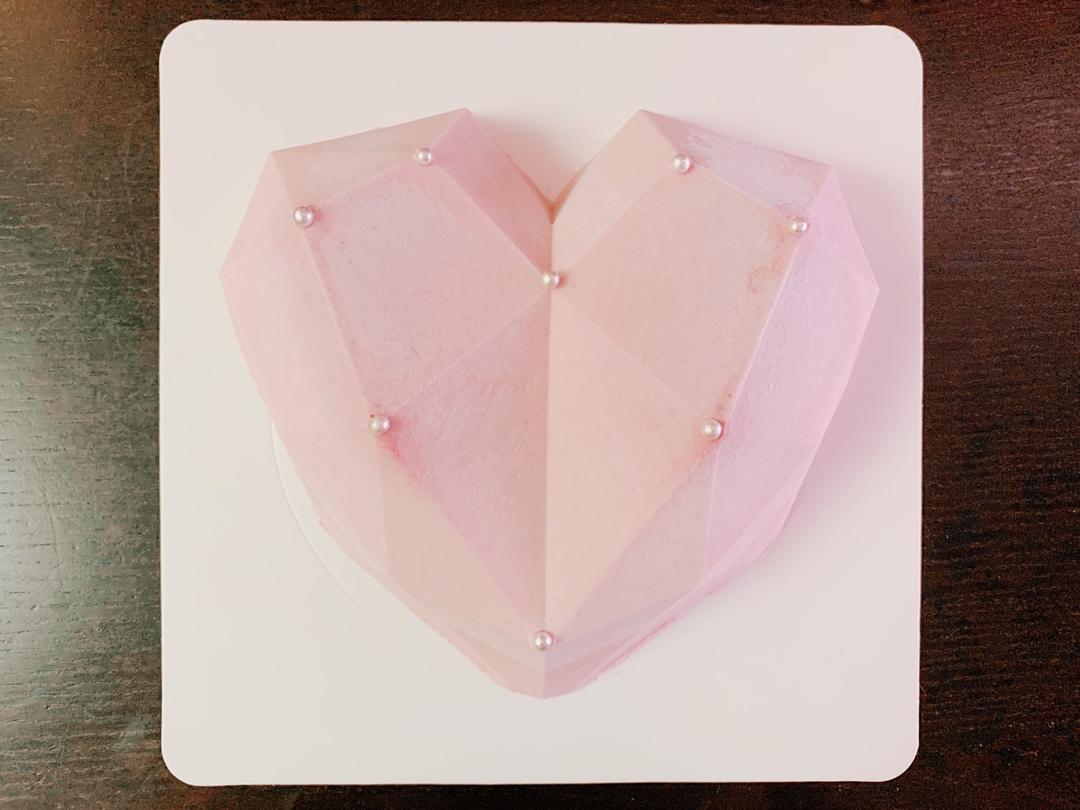 少女❤3D钻石心形覆盆子乳酪慕斯（7寸）