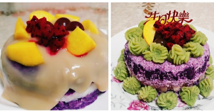 无蛋奶即食蛋糕和紫薯松糕的做法