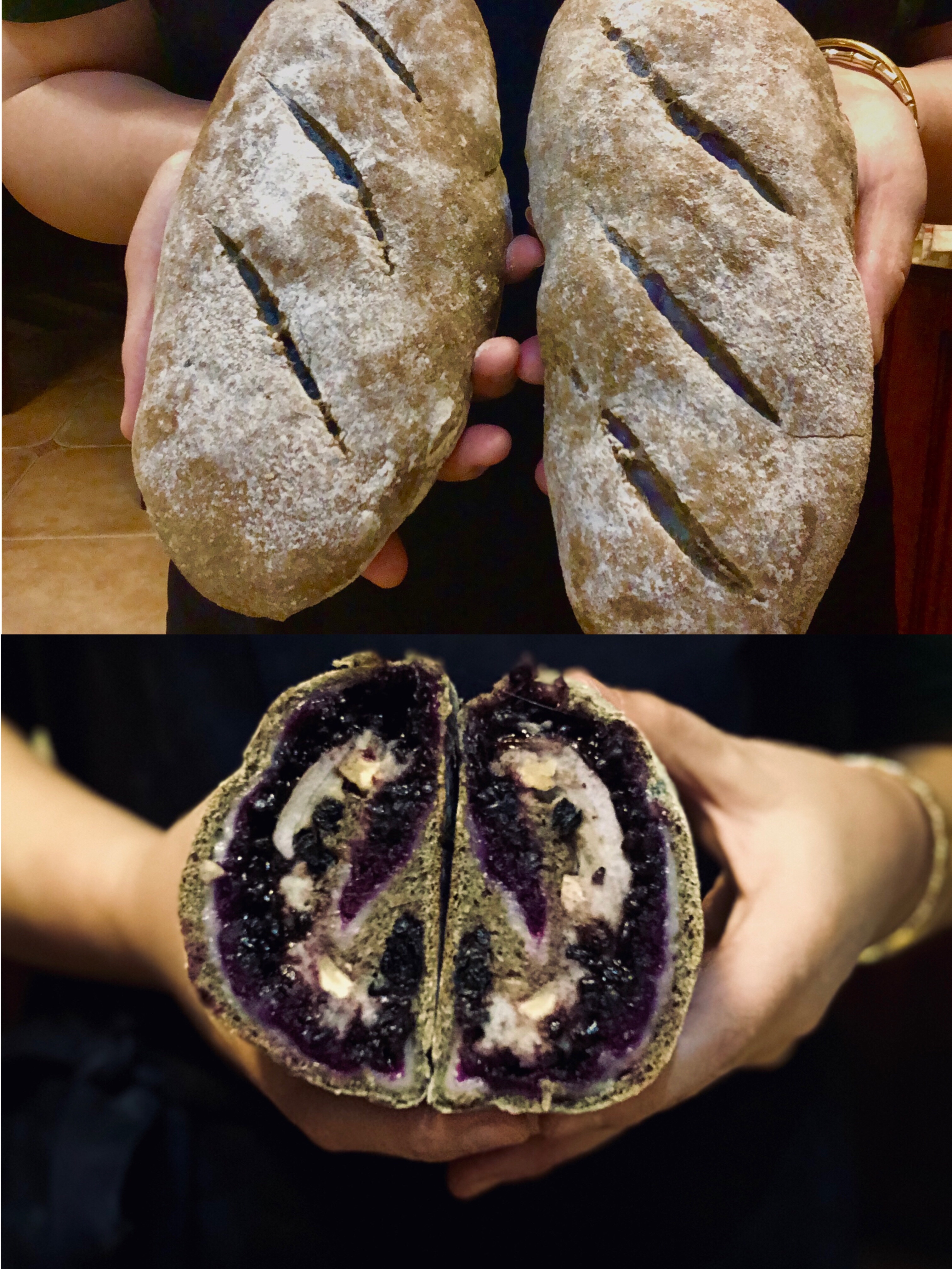 芋泥紫米紫薯全麦欧包的做法